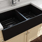 CONTEMPO 36D Farmhouse Apron Front Fireclay 36 inch Double Bowl Kitchen Sink