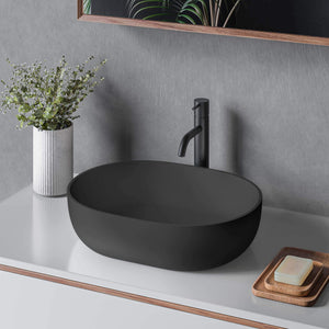 Ruvati 19-inch Matte Black epiStone Solid Surface Modern Bathroom Vessel Sink – RVB2119BK