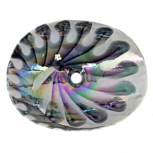 Ruvati 19 inch Murano Glass Art Vessel Seashell Decorative Pattern Bathroom Sink – Spira Luxe Pearl White – RVB3031