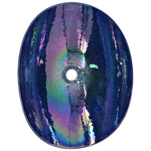 Ruvati 19 inch Murano Glass Art Vessel Seashell Decorative Pattern Bathroom sink – Celestial Blue – RVB3042
