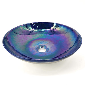 Ruvati 16 inch Murano Glass Art Vessel Circle Decorative Pattern Bathroom Sink – Celestial Blue – RVB3044