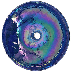 Ruvati 16 inch Murano Glass Art Vessel Circle Decorative Pattern Bathroom Sink – Celestial Blue – RVB3044