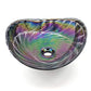 Ruvati 19 inch Murano Glass Art Vessel Seashell Decorative Pattern Bathroom Sink – Cosmic Black – RVB3048