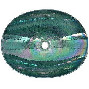 Ruvati 19 inch Murano Glass Art Vessel Seashell Decorative Pattern Bathroom Sink – Seafoam Green – RVB3056