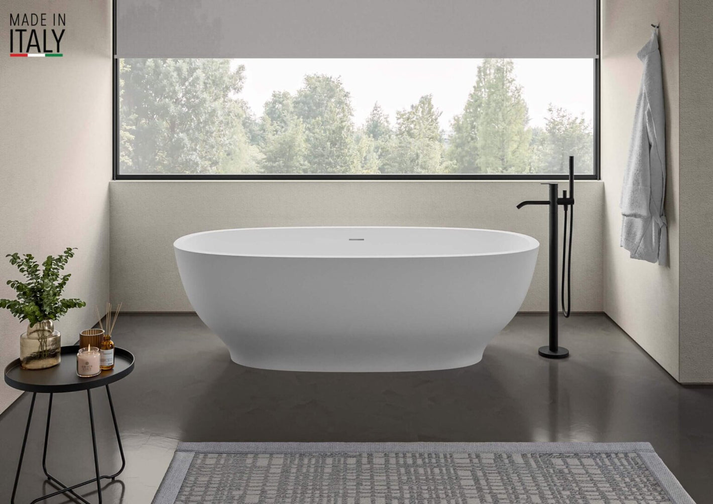 Ruvati 69-inch White epiStone Solid Surface Oval Freestanding Bath Tub Viola – RVB6732WH