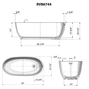 Ruvati 59-inch Matte White epiStone Solid Surface Oval Freestanding Bath Tub Canali – RVB6744WH