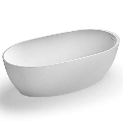 Ruvati 59-inch Matte White epiStone Solid Surface Oval Freestanding Bath Tub Canali – RVB6744WH