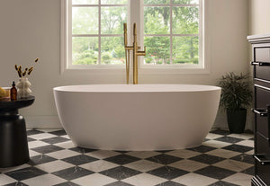 Ruvati 59-inch Matte White epiStone Solid Surface Oval Freestanding Bath Tub Canali – RVB6744WH