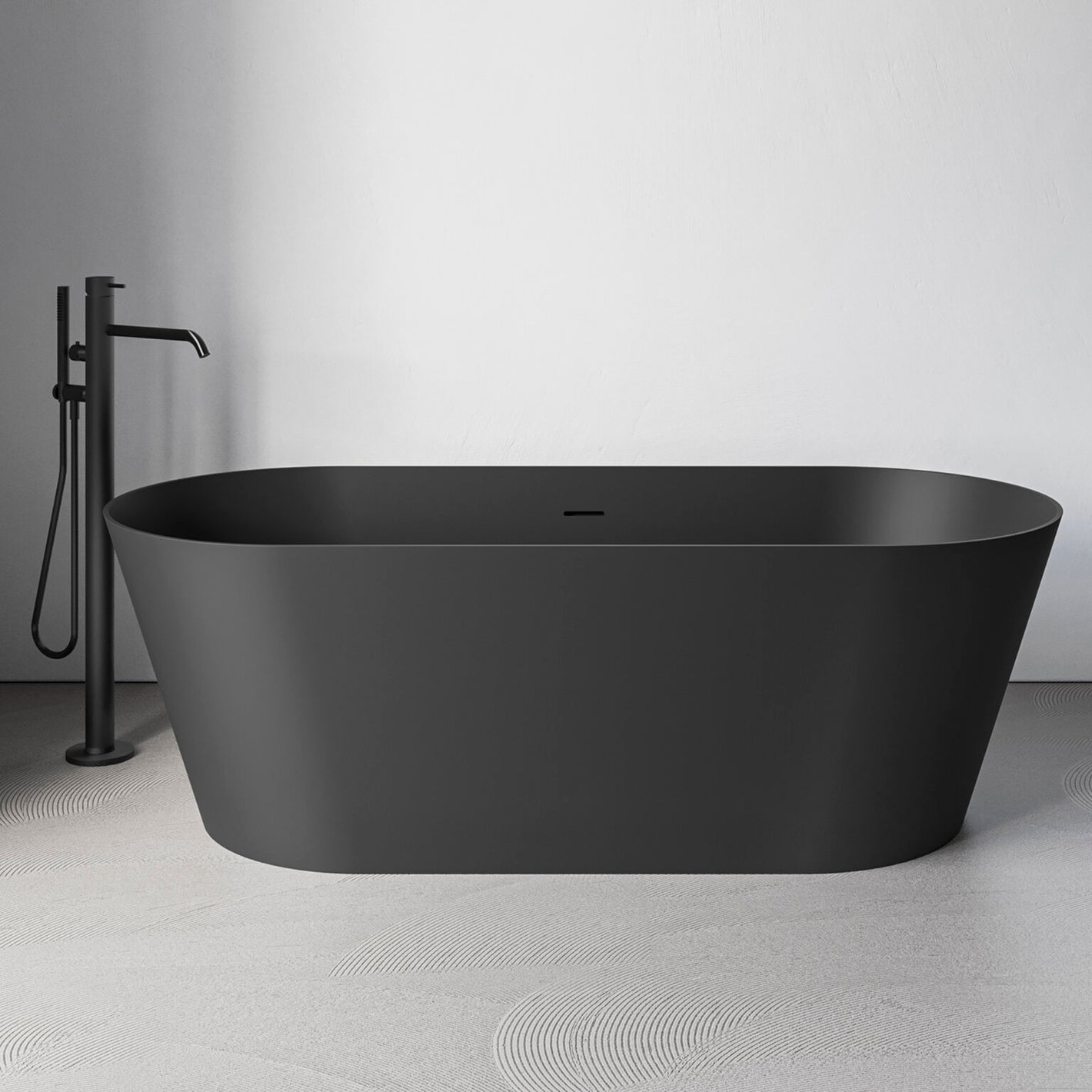Ruvati 67-inch Black epiStone Solid Surface Oval Freestanding Bath Tub Omnia Matte – RVB6750BK
