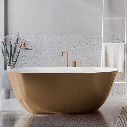 Ruvati 71-inch Matte Gold and White epiStone Solid Surface Freestanding Bath Tub Sinatra – RVB6788GW
