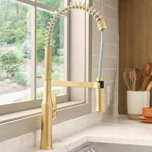 Ruvati Seneca Single Handle Pull Down Kitchen Faucet Tall High Arc Commercial with Pre-Rinse Sprayer