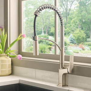 Ruvati Seneca Single Handle Pull Down Spring Kitchen Faucet with Pre-Rinse Sprayer