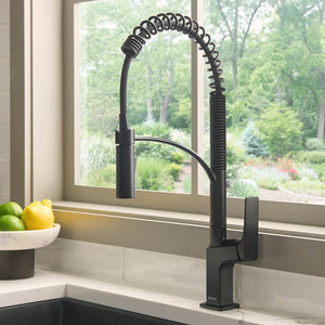 Ruvati Seneca Single Handle Pull Down Spring Kitchen Faucet with Pre-Rinse Sprayer