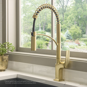 Ruvati Seneca Single Handle Pull Down Spring Kitchen Faucet with Pre-Rinse Sprayer