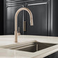 Brushed nickel pull down faucet 