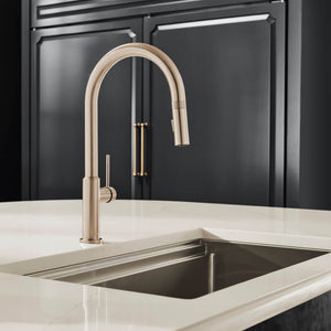Ruvati Vestia Single Handle Pull Down Kitchen Faucet Knurled Modern Arc with Sprayer