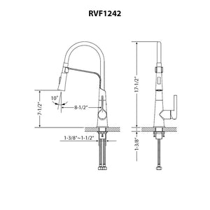 Ruvati Carina Single Handle Flexible Soft Hose Sprayer Kitchen Faucet in Stainless Steel and Black – RVF1242BN
