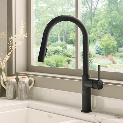 Ruvati Isola Single Handle Pull Out Kitchen Faucet Knurl Transitional