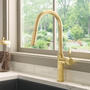 Ruvati Isola Single Handle Pull Out Kitchen Faucet Knurl Transitional