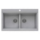 Ruvati 34 inch epiGranite Topmount Workstation Ledge Granite Composite Kitchen Sink – Silver Gray – RVG1350GR