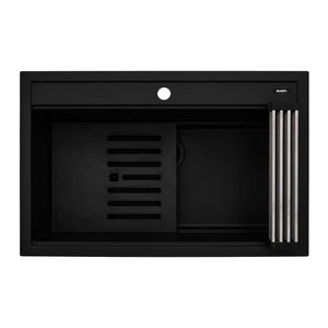 Ruvati 31-inch epiCube Granite Composite Workstation Matte Black Drop-in Topmount Kitchen Sink – RVG1631BK