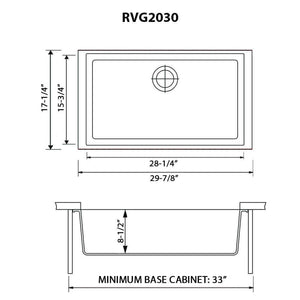 30 x 17 inch Granite Composite Undermount Single Bowl Kitchen Sink – Midnight Black