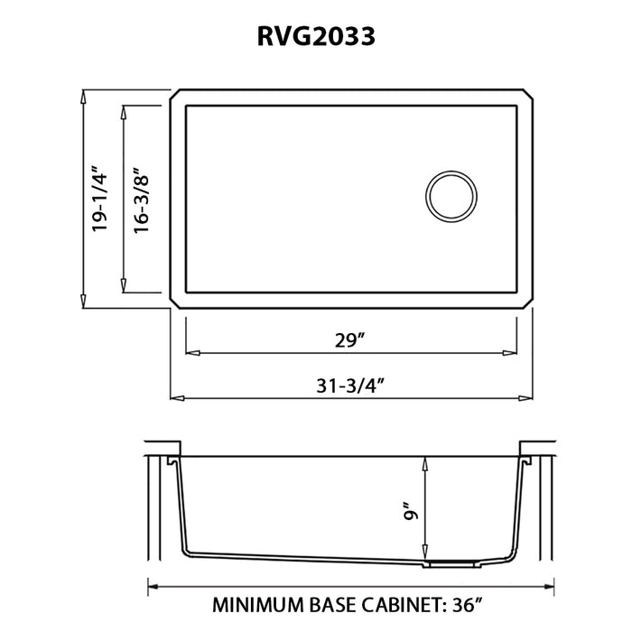 Ruvati 32 x 19 inch epiGranite Undermount Granite Composite Single Bowl Kitchen Sink – Arctic White – RVG2033WH