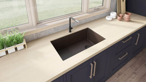 Ruvati 32 x 19 inch epiGranite Undermount Granite Composite Single Bowl Kitchen Sink – Espresso Brown – RVG2033ES