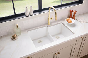Ruvati 33 x 20 inch Granite Composite Quartz Undermount Double Bowl Kitchen Sink
