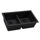 33 x 19 inch Granite Composite Undermount Double Bowl Low Divide Kitchen Sink – Midnight Black