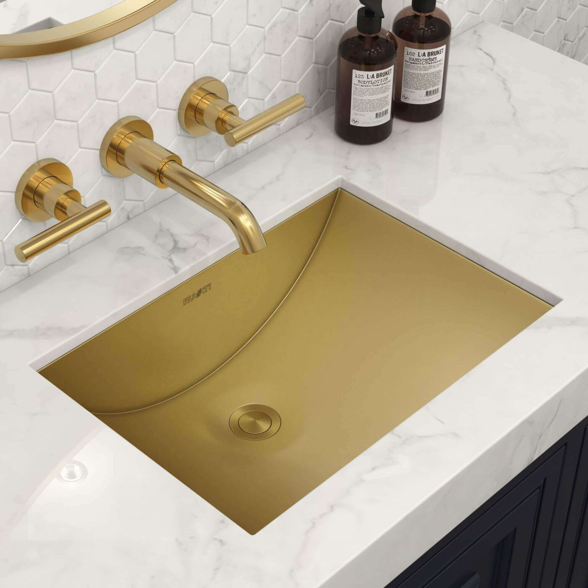 Ruvati 16 x 13 inch Brushed Gold Rectangular Bathroom Sink Undermount – RVH6106GG