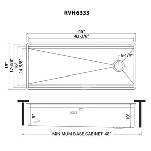 Ruvati 45-inch Workstation Two-Tiered Ledge Kitchen Sink Undermount 16 Gauge Stainless Steel – RVH6333ST