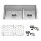 Ruvati 33-inch Low-Divide Undermount 60/40 Double Bowl 16 Gauge Rounded Corners Stainless Steel Kitchen Sink – RVH7419
