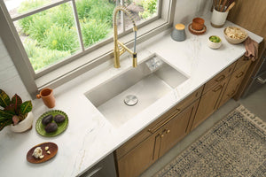 Ruvati Glass Rinser and Sink Combo 33-inch Undermount 16 Gauge Stainless Steel Rounded Corners Kitchen Sink Single Bowl – RVH7533