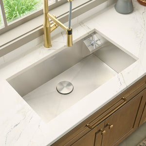 Ruvati Glass Rinser and Sink Combo 33-inch Undermount 16 Gauge Stainless Steel Rounded Corners Kitchen Sink Single Bowl – RVH7533