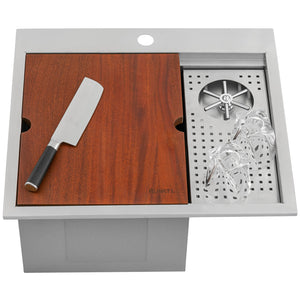 Ruvati Glass Rinser and Sink Combo 22 inch Workstation for Wet Bar Bottle Washer Drop in Topmount – RVH8262ST
