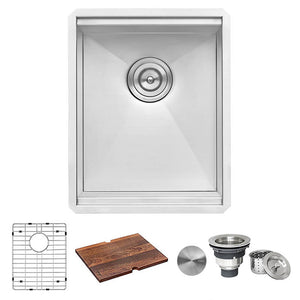 Ruvati 15″ Workstation Bar Prep Sink Ledge Undermount 16 Gauge Stainless Steel Single Bowl – RVH8304