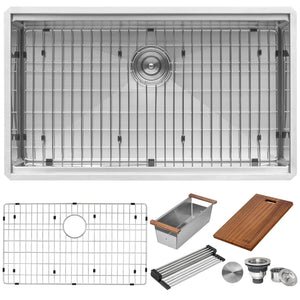 Ruvati 30-inch Workstation Rounded Corners Undermount Ledge Kitchen Sink with Accessories – RVH8320