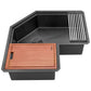Ruvati Roma Pro 32 inch Corner Workstation Gunmetal Black Stainless Steel Undermount Kitchen Sink – RVH8410BL