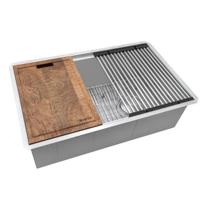 Ruvati 36-inch Workstation Slope Bottom Offset Drain Undermount 16 Gauge Kitchen Sink – RVH8596