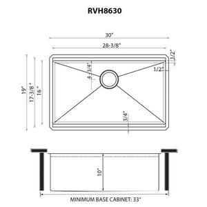 Ruvati HexBottom™ 30-inch Workstation Scratch Resistant Embossed Texture Kitchen Sink Stainless Steel – RVH8630