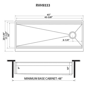 Ruvati 45-inch Workstation Two-Tiered Ledge Kitchen Sink Apron-Front 16 Gauge Stainless Steel – RVH9333