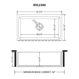 Ruvati 33 inch Fireclay Distressed Finish Farmhouse Apron-Front Kitchen Sink Reversible – Coastal Blue – RVL2300SB