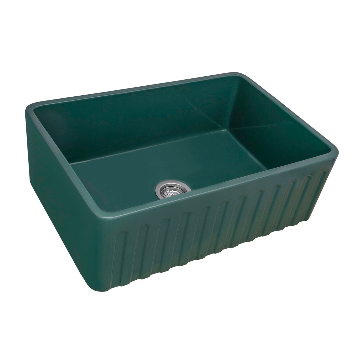 Ruvati 33 x 20 inch Fireclay Reversible Farmhouse Apron-Front Kitchen Sink Single Bowl – Emerald Green – RVL2300EG