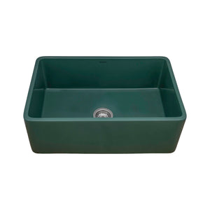 Ruvati 33 x 20 inch Fireclay Reversible Farmhouse Apron-Front Kitchen Sink Single Bowl – Emerald Green – RVL2300EG