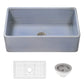 Ruvati 33 inch Fireclay Distressed Finish Farmhouse Apron-Front Kitchen Sink Reversible – Coastal Blue – RVL2300SB