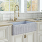 Ruvati 33 inch Fireclay Distressed Finish Farmhouse Apron-Front Kitchen Sink Reversible – Coastal Blue – RVL2300SB