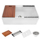 Ruvati 33 inch Fireclay Workstation White Farmhouse Kitchen Sink Apron Front Single Bowl – RVL2387WH