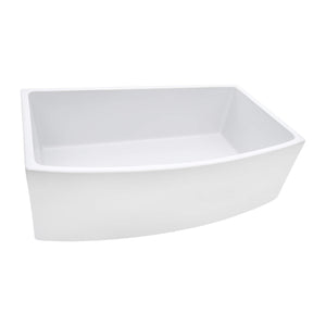 Ruvati 33 inch Fireclay White Farmhouse Kitchen Sink Bow Front Curved Apron Single Bowl – RVL2398WH