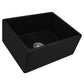 Ruvati 23-inch Fireclay Farmhouse Kitchen Laundry Utility Sink Single Bowl – Glossy Black- RVL2468BK